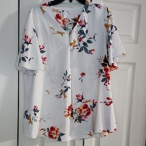 Amalfi White Notched Collar Relaxed Blouse